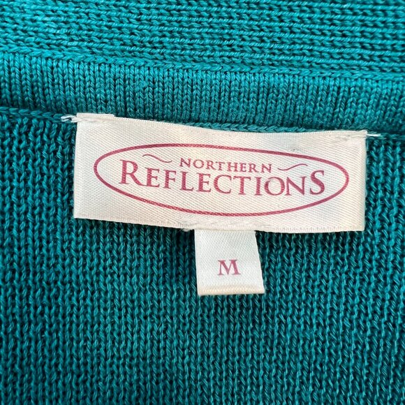 Northern Reflections Teal Cotton Knit Cardigan/Jacket Button Detail Pleats, Sz M - Picture 7 of 12